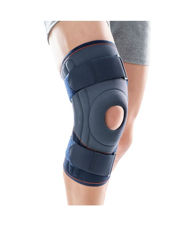 Orliman Neopreen kniebandage met Flexibele Laterale Stabilisatoren en Bevestigingsriemen